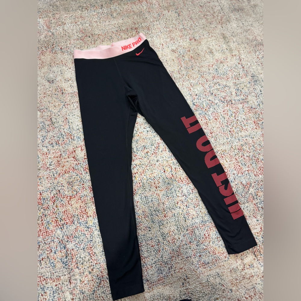 Nike Black Leggings with Red Just Do It Print